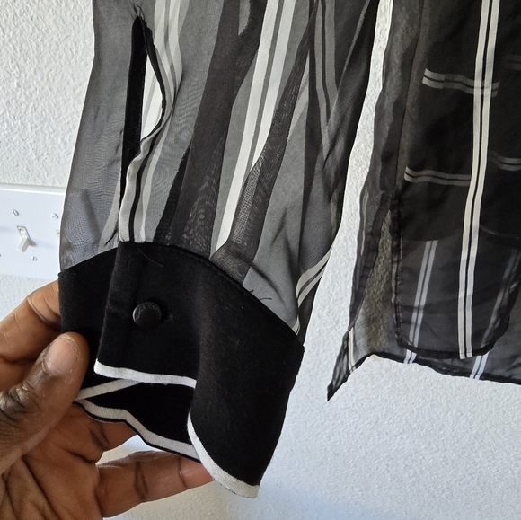 Vince Camuto Tunic Women Sz S Multi Print Mesh Sheer High Low Classy Modern - Picture 7 of 13